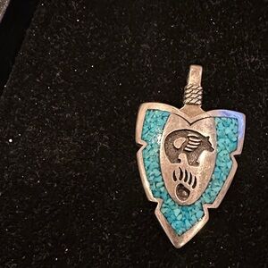 Silver and Turquoise Bear necklace pendant